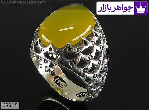 انگشتر نقره عقیق زرد مردانه [شرف الشمس] - 68915